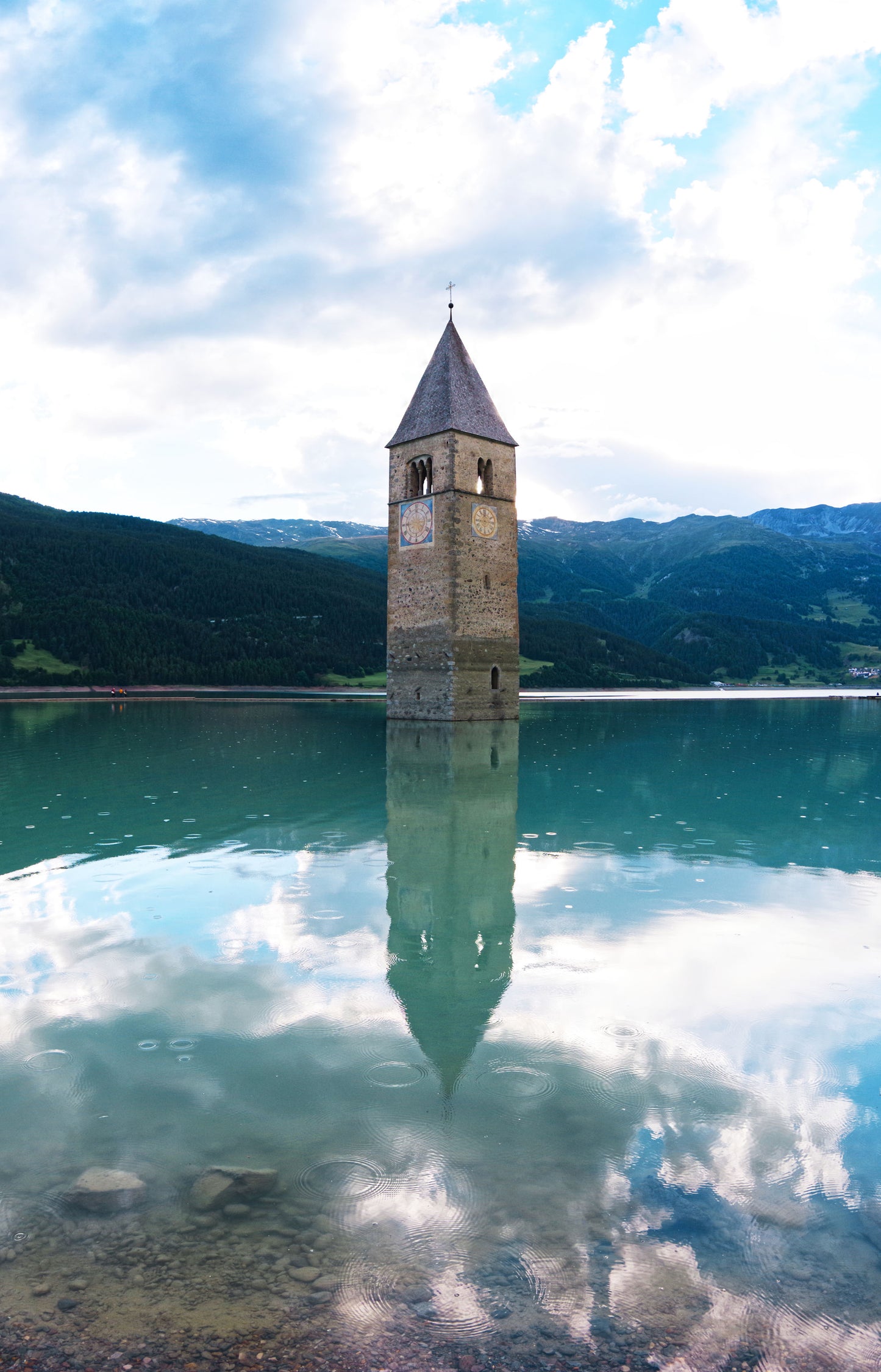 Reschensee Kirche | Wandbild Dolomiten