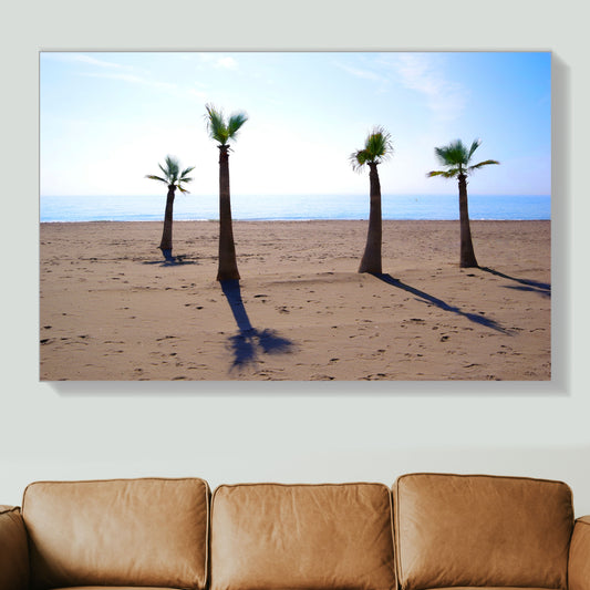 Vier Palmen in Spanien Strand Meer Wandbild Natur